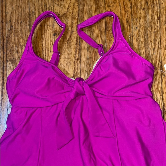 NWT Swim Solutions Tummy Control Fuchsia Swim Dress Size 8 - Picture 8 of 11